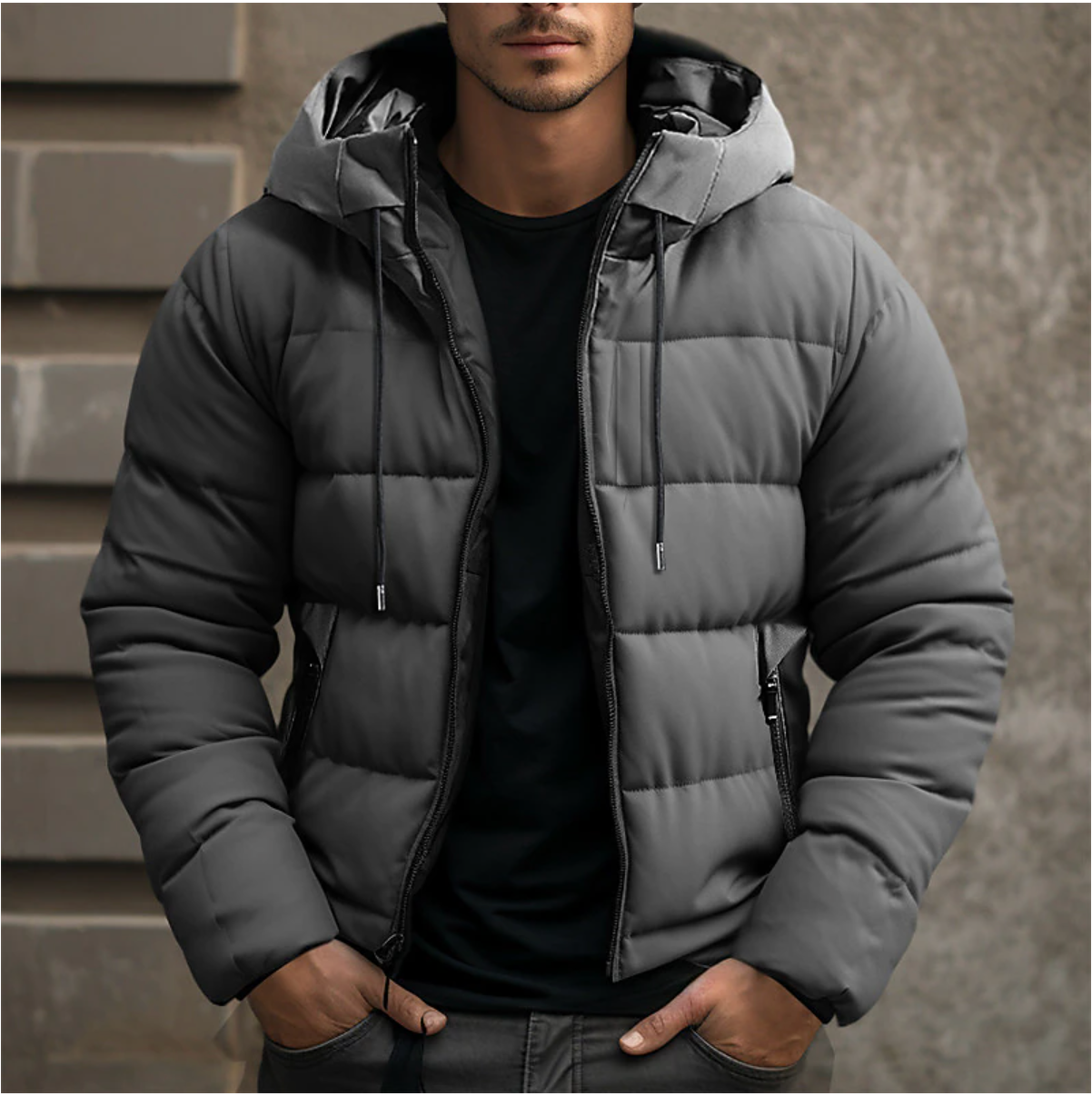 Men’s Waterproof Puffer Jacket with Hood | Warm Winter Weatherproof Coat