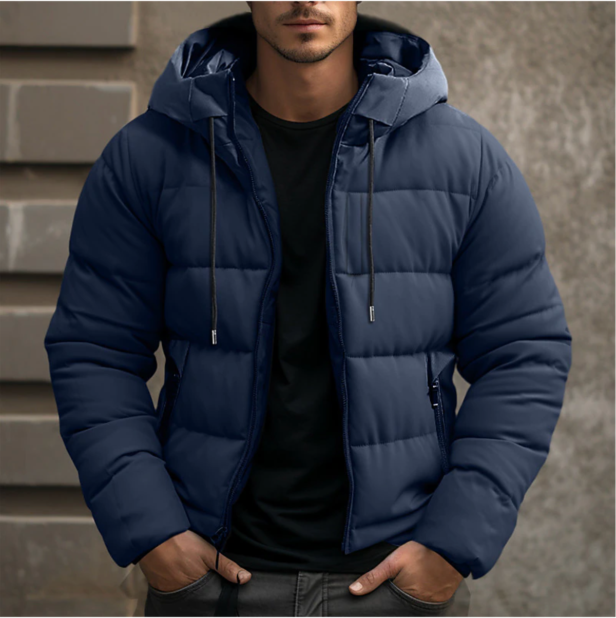 Men’s Waterproof Puffer Jacket with Hood | Warm Winter Weatherproof Coat