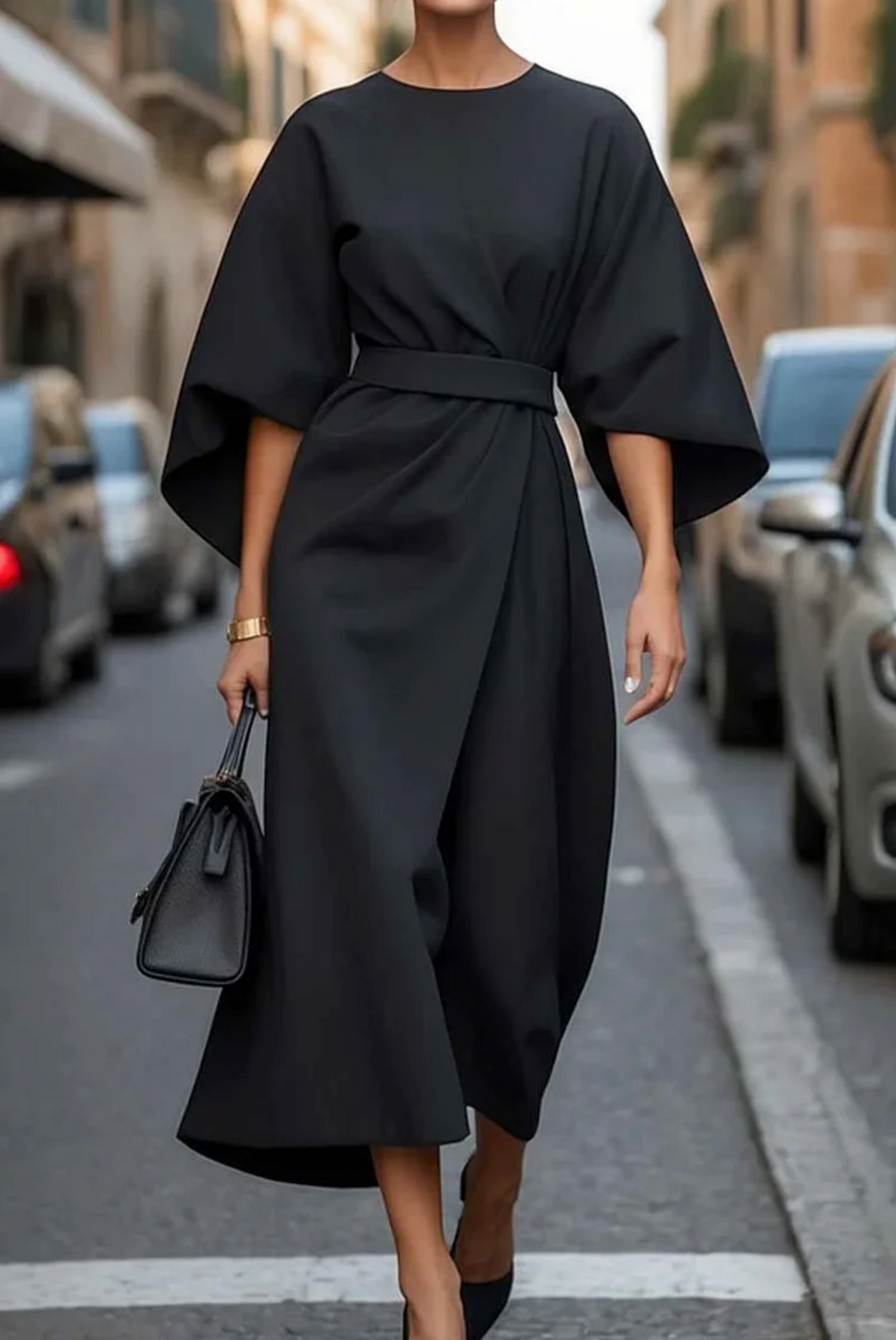 Women’s Belted Maxi Dress in Flowing Autumn Style | Elegant Occasion Dress
