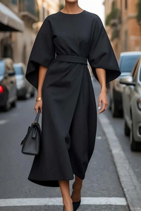 Women’s Belted Maxi Dress in Flowing Autumn Style | Elegant Occasion Dress
