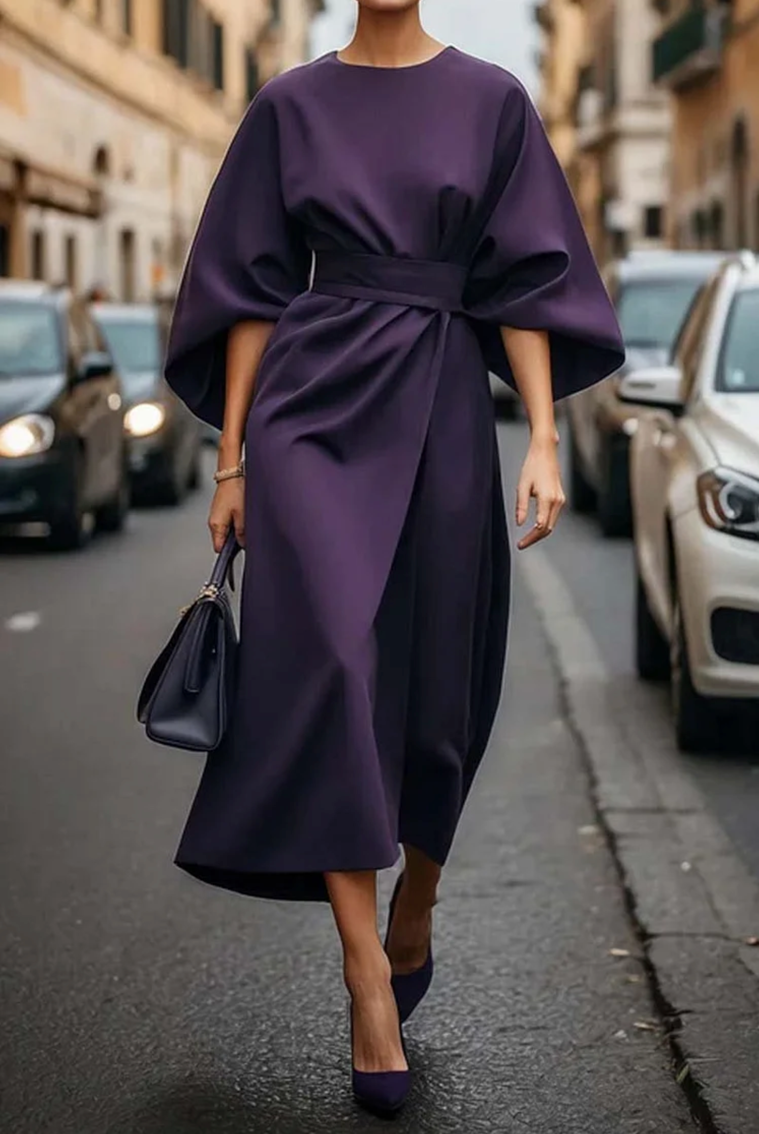 Women’s Belted Maxi Dress in Flowing Autumn Style | Elegant Occasion Dress