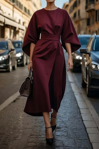 Women’s Belted Maxi Dress in Flowing Autumn Style | Elegant Occasion Dress