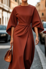 Women’s Belted Maxi Dress in Flowing Autumn Style | Elegant Occasion Dress