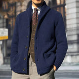 Men’s Knit Cardigan | Shawl Collar Sweater with Button Closure
