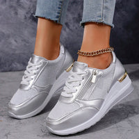 Women’s Metallic Trainers | Lace Up | Zip Detail