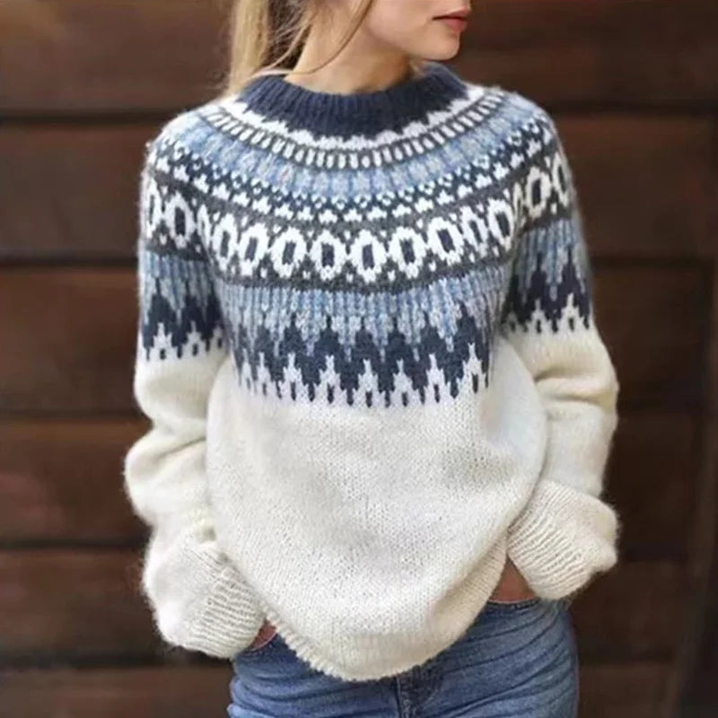 Women’s Fair Isle Knitted Jumper | Warm Norwegian Winter Sweater