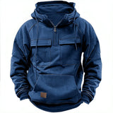 Men’s Tactical Hoodie Pullover with Half Zip | Warm Casual Winter Sweatshirt
