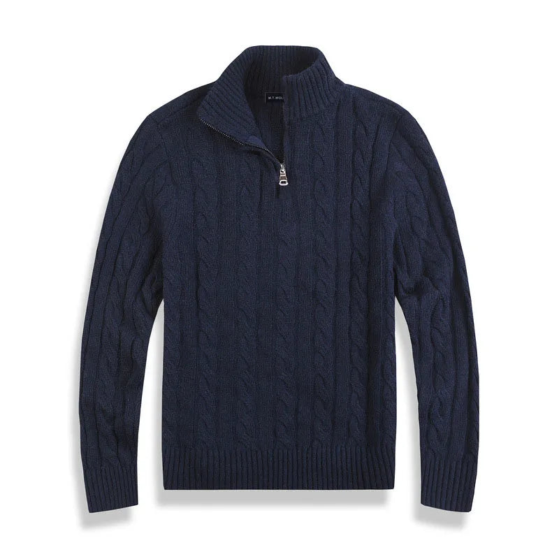 Men’s Half Zip Sweater | Quarter Zip Jumper | Ribbed Hem | Smart Knitwear