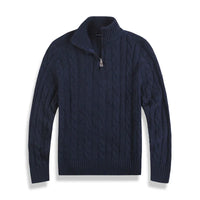 Men’s Half Zip Sweater | Quarter Zip Jumper | Ribbed Hem | Smart Knitwear