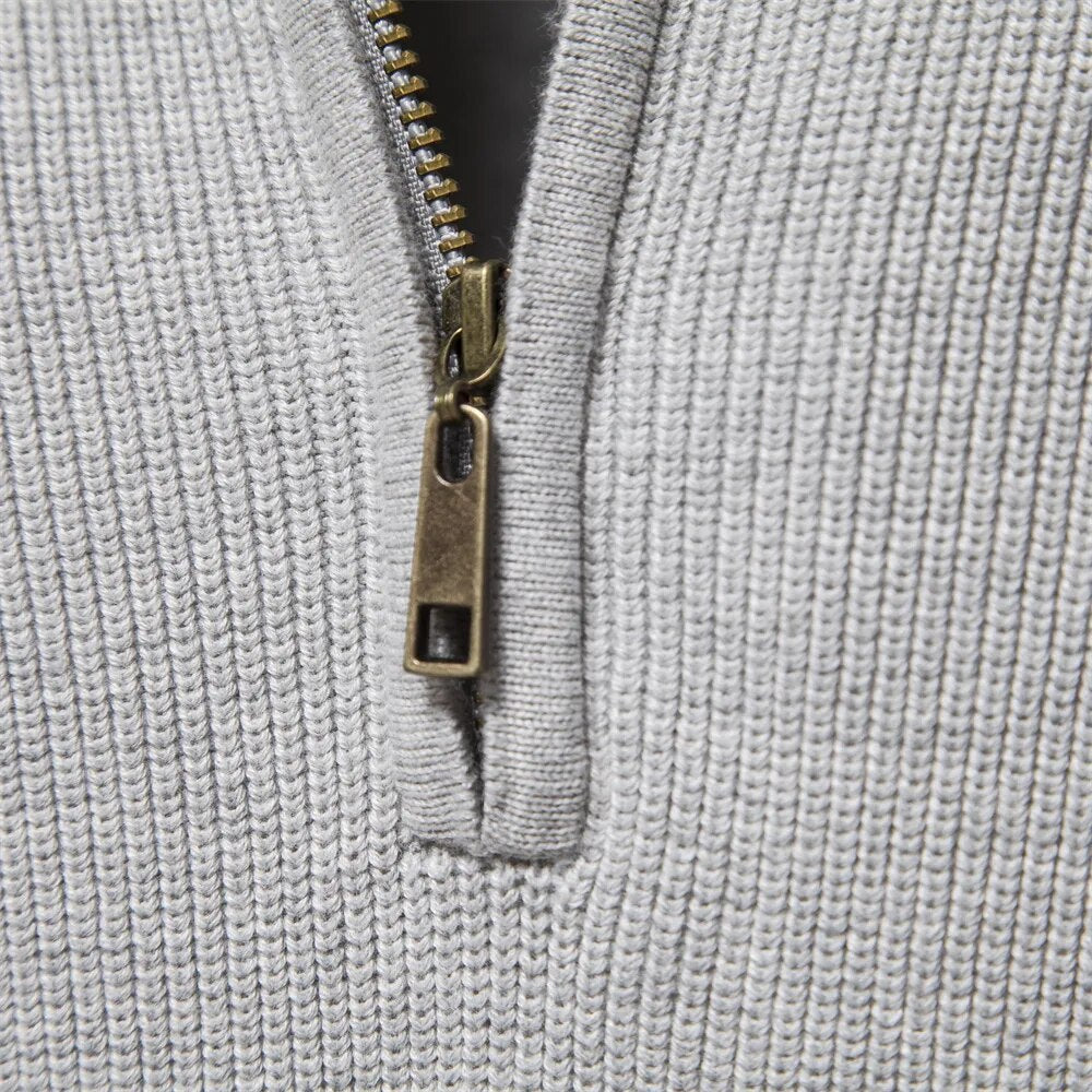 Men’s Quarter Zip Jumper | Lightweight Knit | Ribbed Cuffs | Smart Casual Sweater