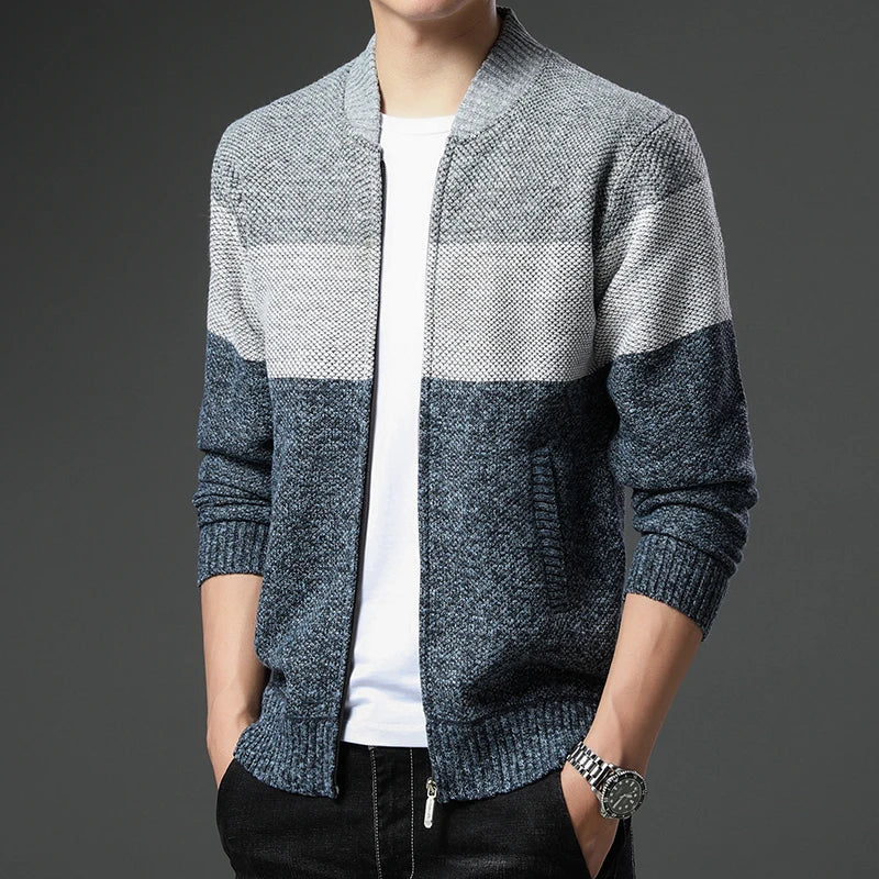 Men’s Cardigan with Zip Front Knit Design | Warm Autumn Winter Sweater
