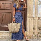 Bohemian Maxi Dress | Vintage Print | High Slit Style