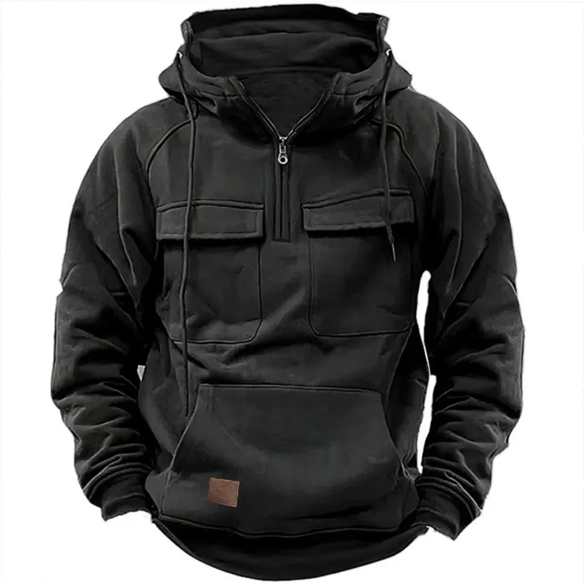 Men’s Tactical Hoodie Pullover with Half Zip | Warm Casual Winter Sweatshirt
