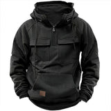 Men’s Tactical Hoodie Pullover with Half Zip | Warm Casual Winter Sweatshirt