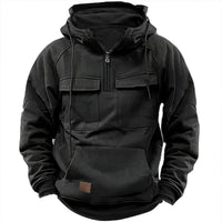 Men’s Tactical Hoodie Pullover with Half Zip | Warm Casual Winter Sweatshirt