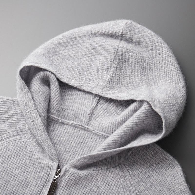 Men’s Knitted Hoodie | Zip-Up Sweater | Soft Hooded Knit | Autumn Layering Piece