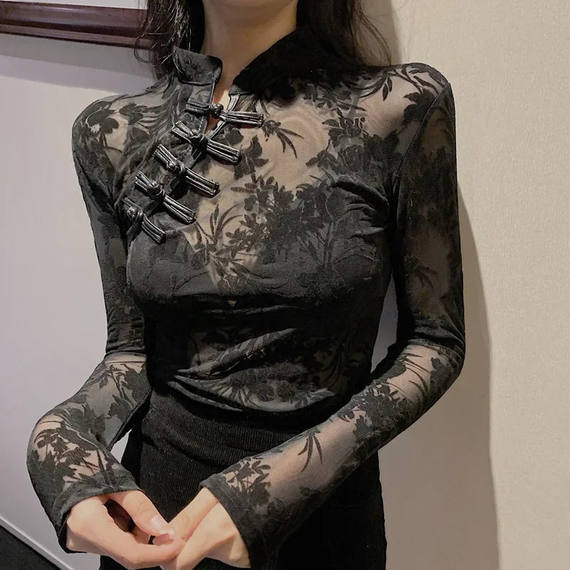 Women’s Gothic Blouse in Elegant Tailored Fit | Stylish Ladies Puff Sleeve Top