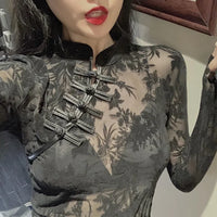 Women’s Gothic Blouse in Elegant Tailored Fit | Stylish Ladies Puff Sleeve Top