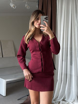 Two-Piece Knit Set | Long Sleeve Cardigan | Tapered Cut