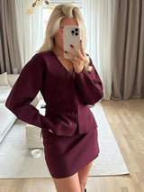 Two-Piece Knit Set | Long Sleeve Cardigan | Tapered Cut