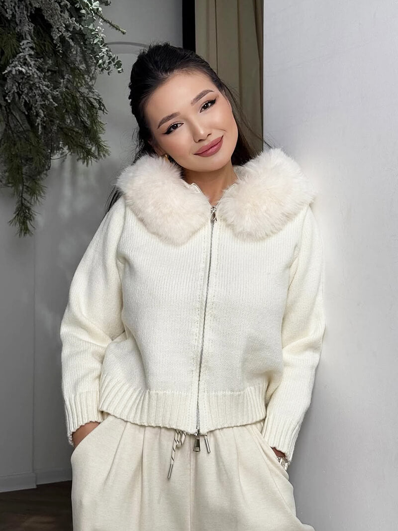 Faux Fur Jacket | Turn-Down Collar | Autumn Winter Style | Elegant Outerwear
