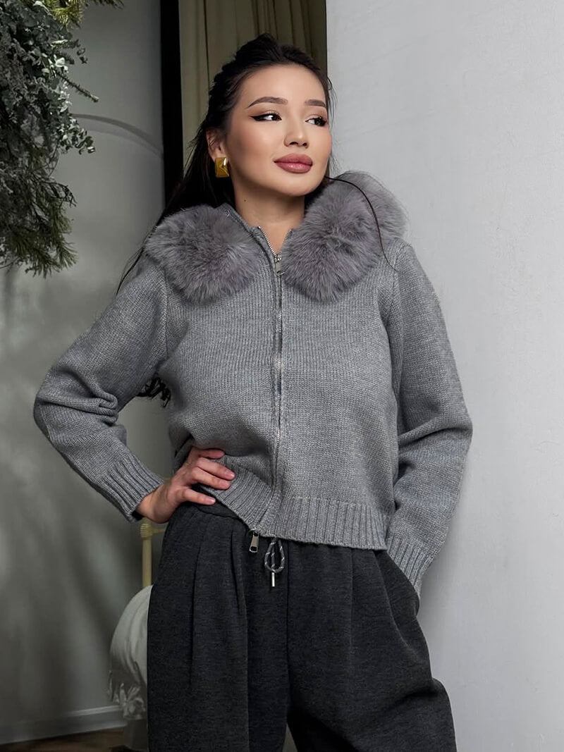 Faux Fur Jacket | Turn-Down Collar | Autumn Winter Style | Elegant Outerwear