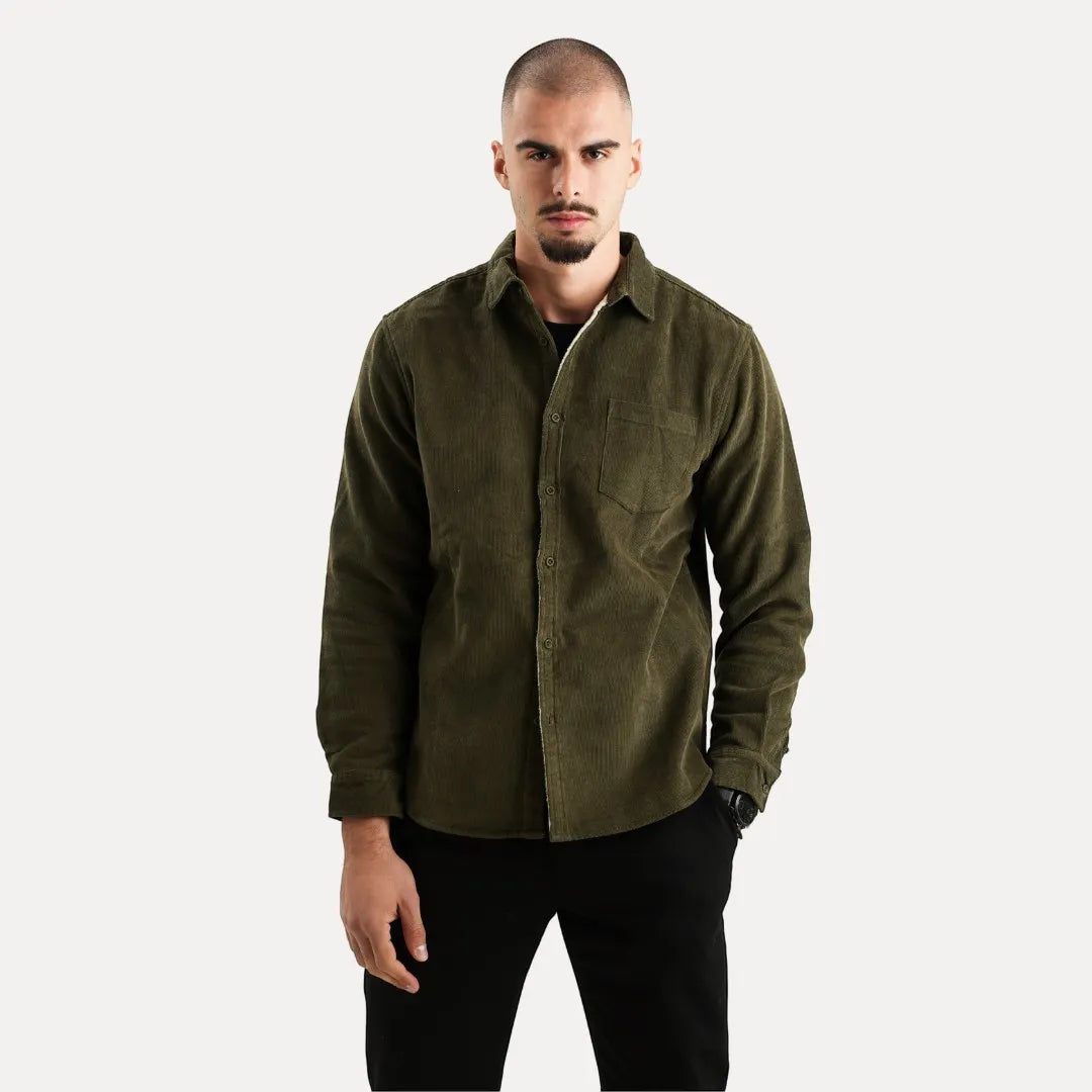 Corduroy Shirt Jacket for Men | Lined Overshirt | Casual Smart Layer