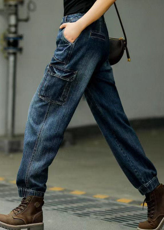 Women’s Jeans | Wide Leg Patchwork Denim Trousers with Pockets Casual Style
