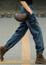 Women’s Jeans | Wide Leg Patchwork Denim Trousers with Pockets Casual Style