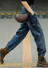 Women’s Jeans | Wide Leg Patchwork Denim Trousers with Pockets Casual Style