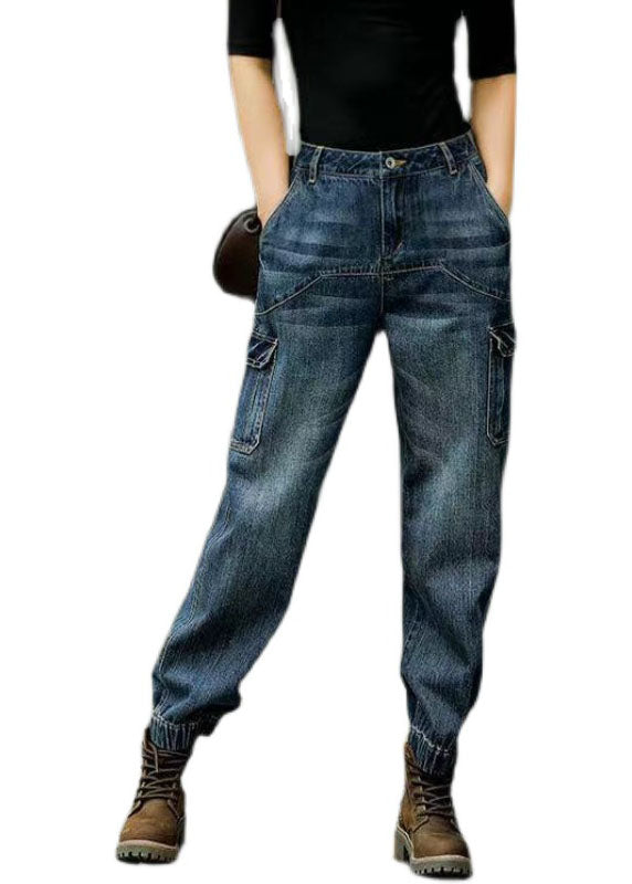 Women’s Jeans | Wide Leg Patchwork Denim Trousers with Pockets Casual Style