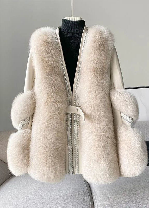 Women’s Winter Fur Coat | Long White Jacket with Quilted Padded Design