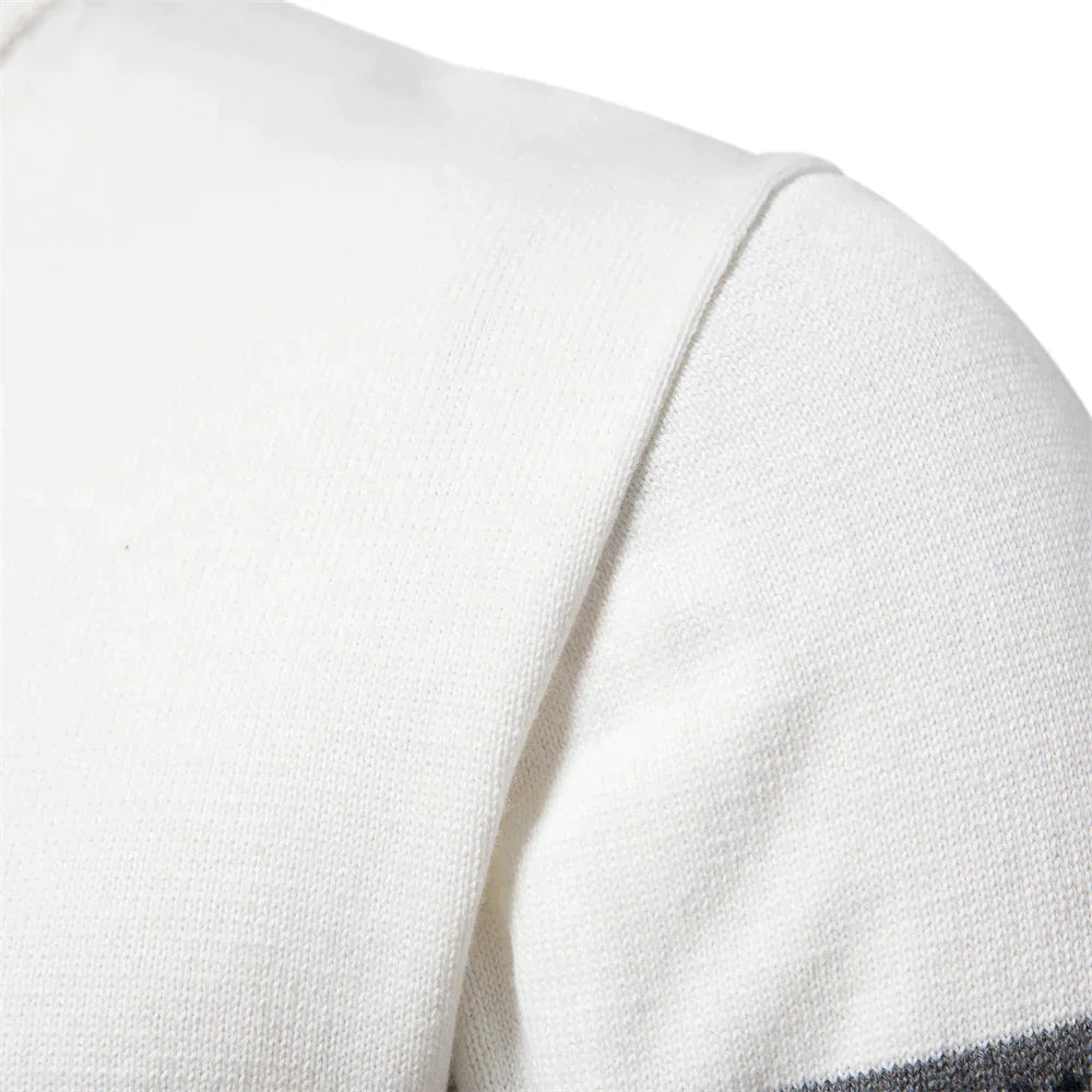 Men’s Half Zip Knitted Sweater with Retro Pattern | Warm Winter Jumper