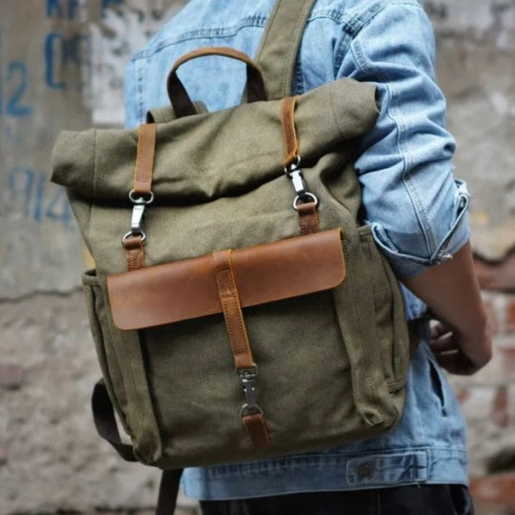 Vintage Roll Top Backpack | Rugged Everyday Bag | Durable Travel Companion