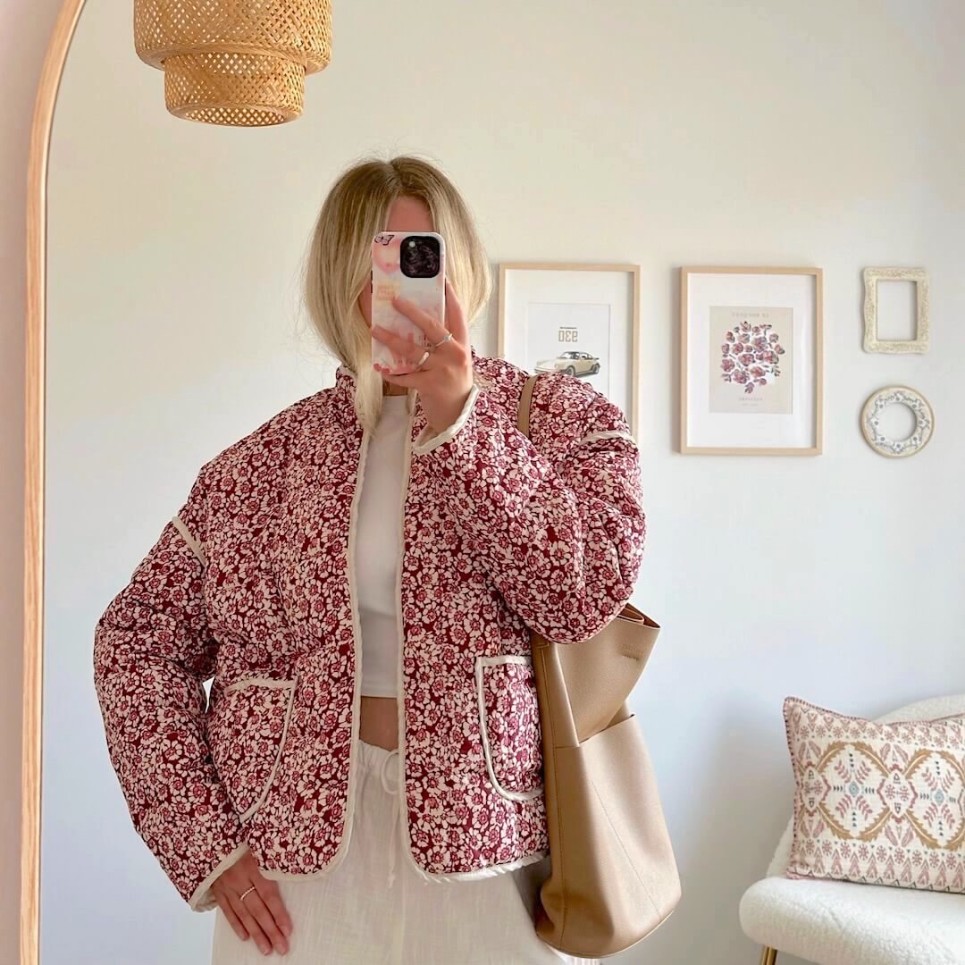 Women’s Quilted Jacket | Floral Print | Lightweight Design | Casual Smart Layer