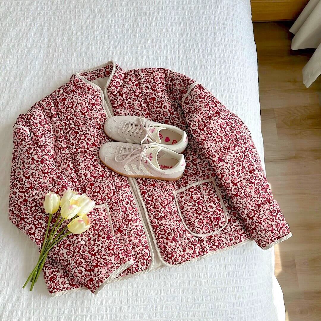 Women’s Quilted Jacket | Floral Print | Lightweight Design | Casual Smart Layer