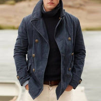 Men’s Double-Breasted Winter Jacket with Stand Collar | Classic Wool-Look Pea Coat