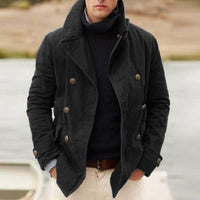 Men’s Double-Breasted Winter Jacket with Stand Collar | Classic Wool-Look Pea Coat