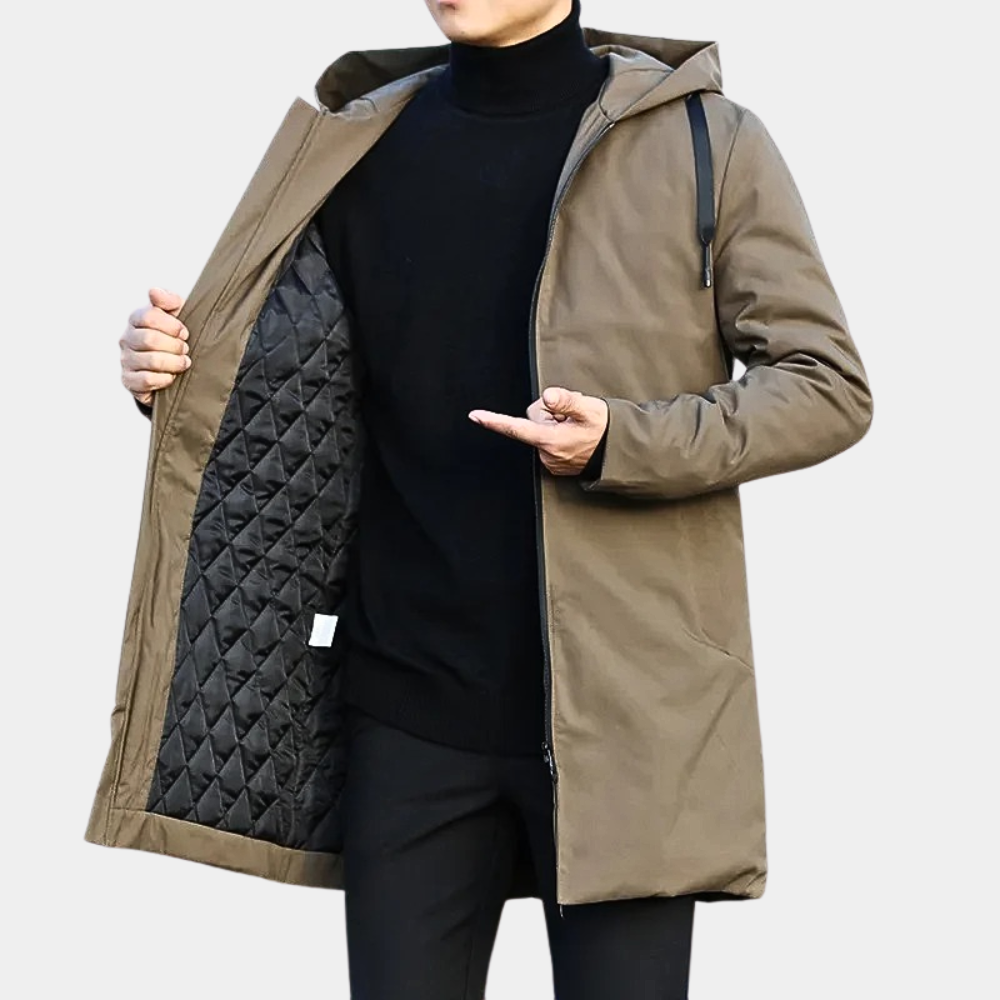Men’s Long Winter Jacket in Classic Insulated Style | Warm Coat for Cold Days