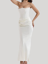 Women’s Strapless Maxi Dress in Elegant Evening Style | Formal Occasion Dress