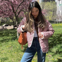 Women’s Quilted Jacket | Floral Print | Lightweight Design | Casual Smart Layer