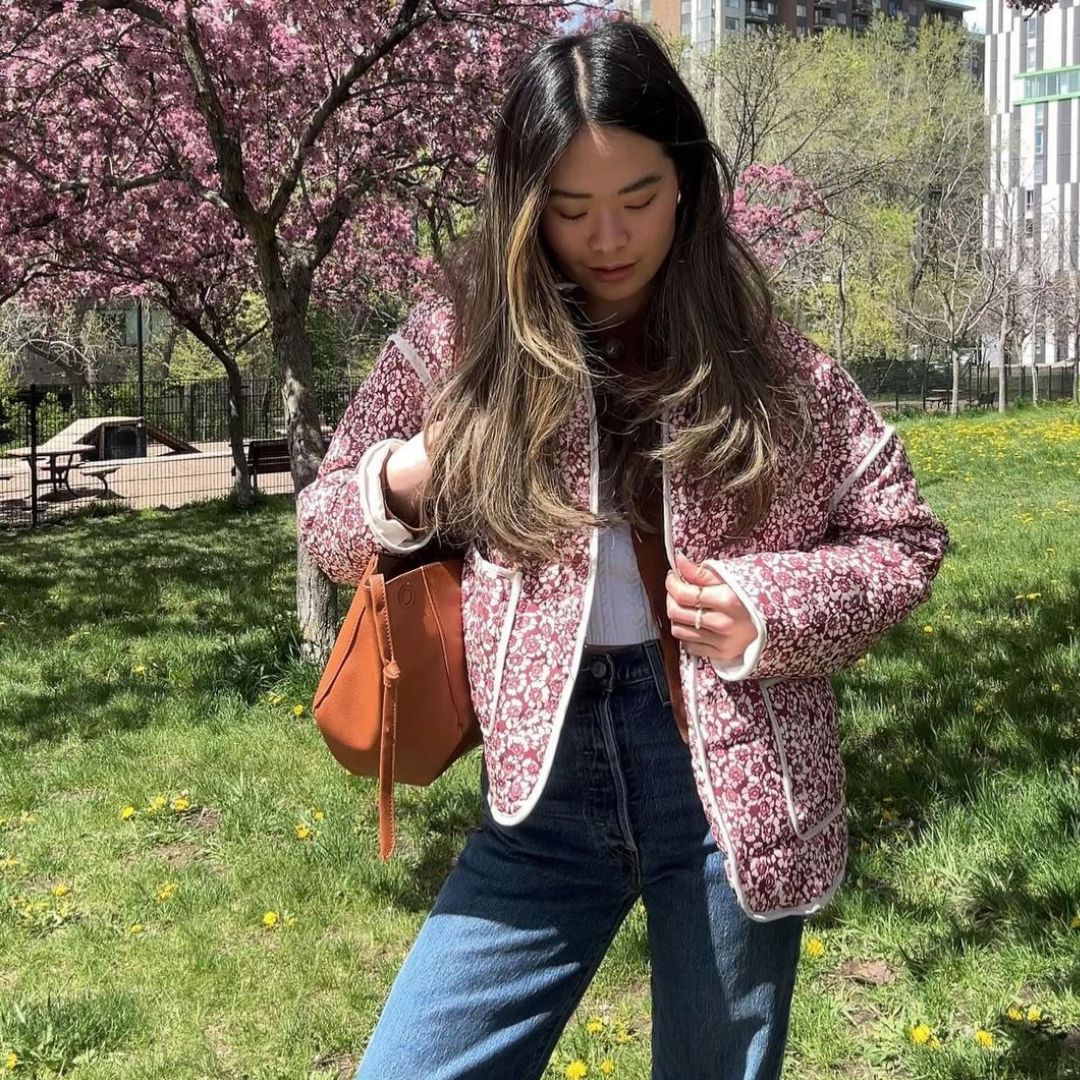 Women’s Quilted Jacket | Floral Print | Lightweight Design | Casual Smart Layer