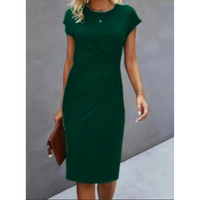 Women’s Formal Midi Dress with Short Sleeves | Elegant Work & Occasion Dress
