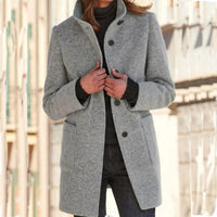 Women’s Wool Winter Coat | Elegant Long Jacket | Button-Up Warm Outerwear | Timeless Cold-Weather Style