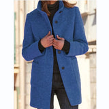 Women’s Wool Winter Coat | Elegant Long Jacket | Button-Up Warm Outerwear | Timeless Cold-Weather Style