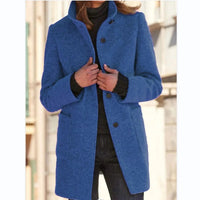 Women’s Wool Winter Coat | Elegant Long Jacket | Button-Up Warm Outerwear | Timeless Cold-Weather Style