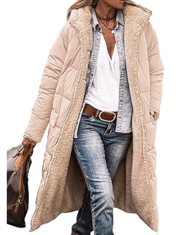 Women’s Long Winter Coat | Hooded Warm Jacket | Reversible Teddy Lined Outerwear | Cold-Weather Protection
