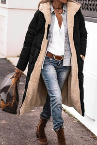 Women’s Long Winter Coat | Hooded Warm Jacket | Reversible Teddy Lined Outerwear | Cold-Weather Protection