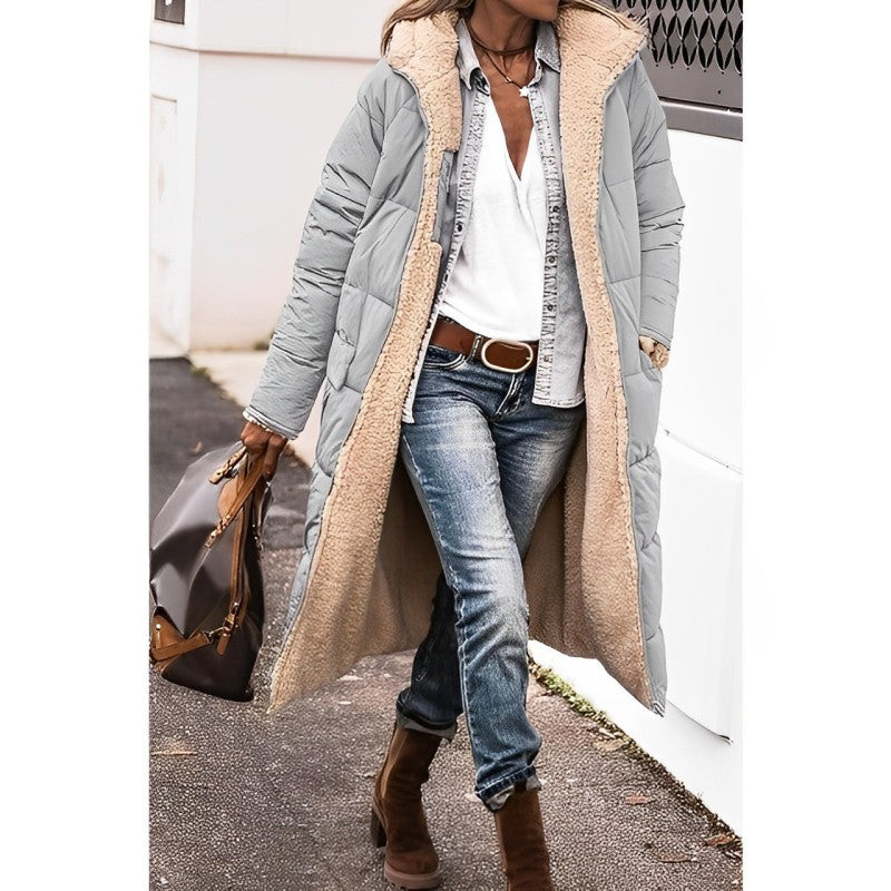 Women’s Long Winter Coat | Hooded Warm Jacket | Reversible Teddy Lined Outerwear | Cold-Weather Protection