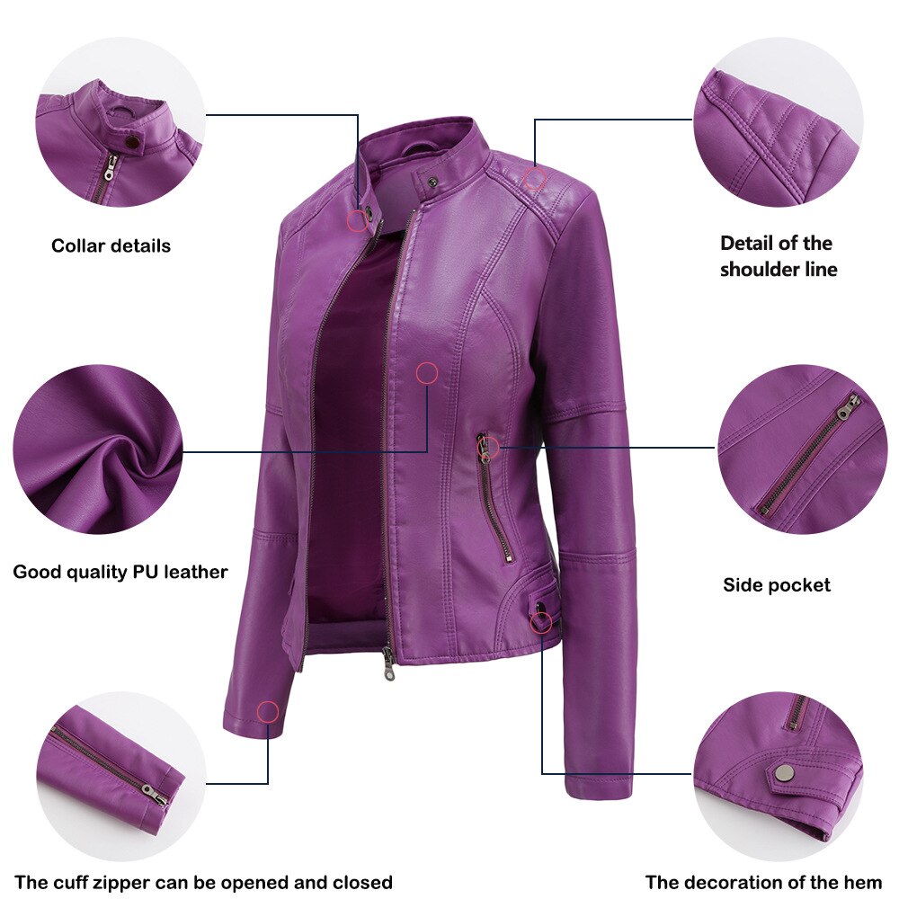 Leather Jacket Woman | Slim Fit Moto Style | Casual Outerwear | Modern Streetwear Look